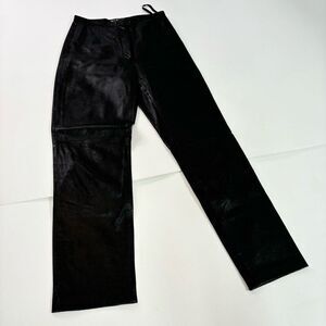 Mixit Pants Womens 4P Black Leather High-Rise Straight-Leg Dark Grunge